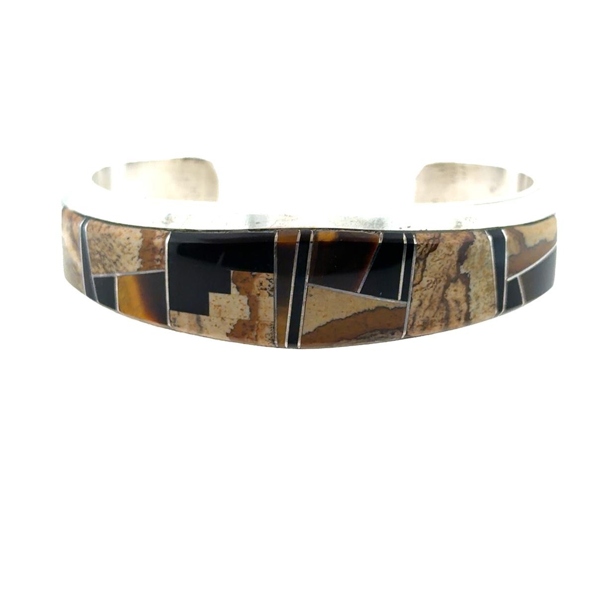 Wayne Muskett Navaho Inlaid Silver Bracelet