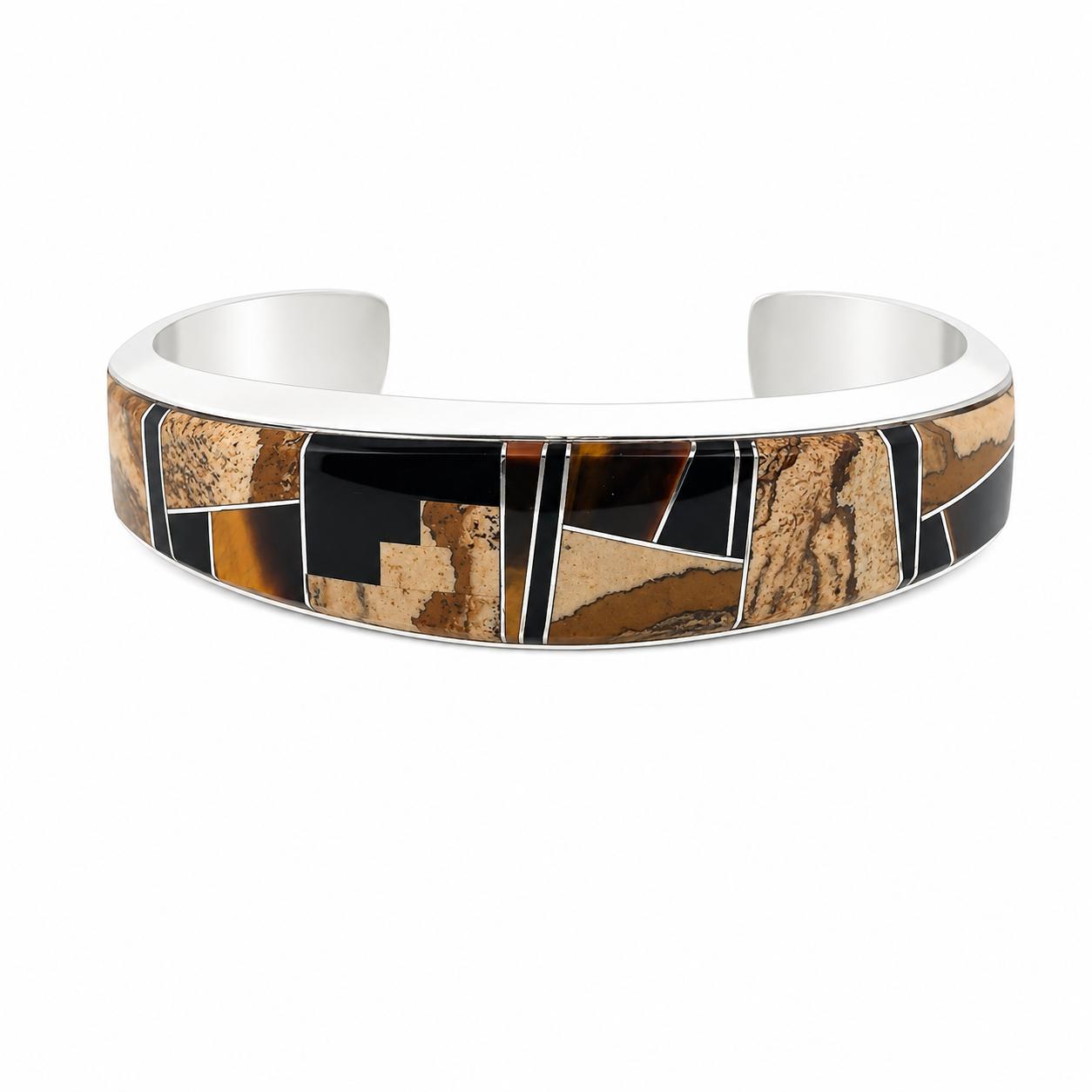 Wayne Muskett Navaho Inlaid Silver Bracelet