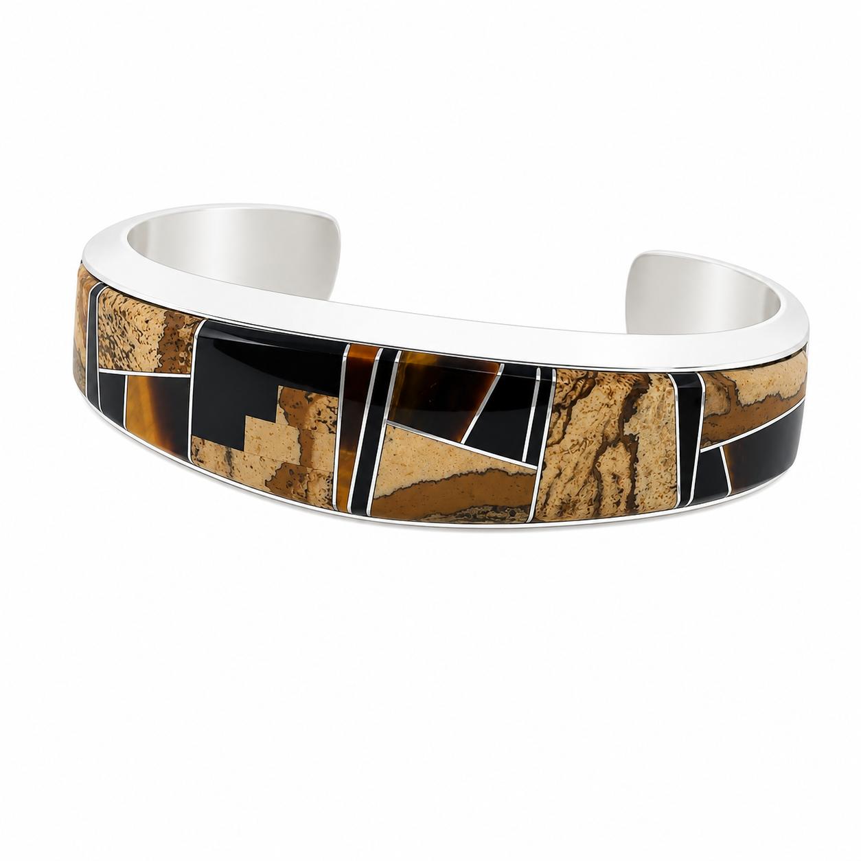 Wayne Muskett Navaho Inlaid Silver Bracelet