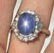 Platinum Ring with 7.37ct Blue Star Sapphire and Diamonds