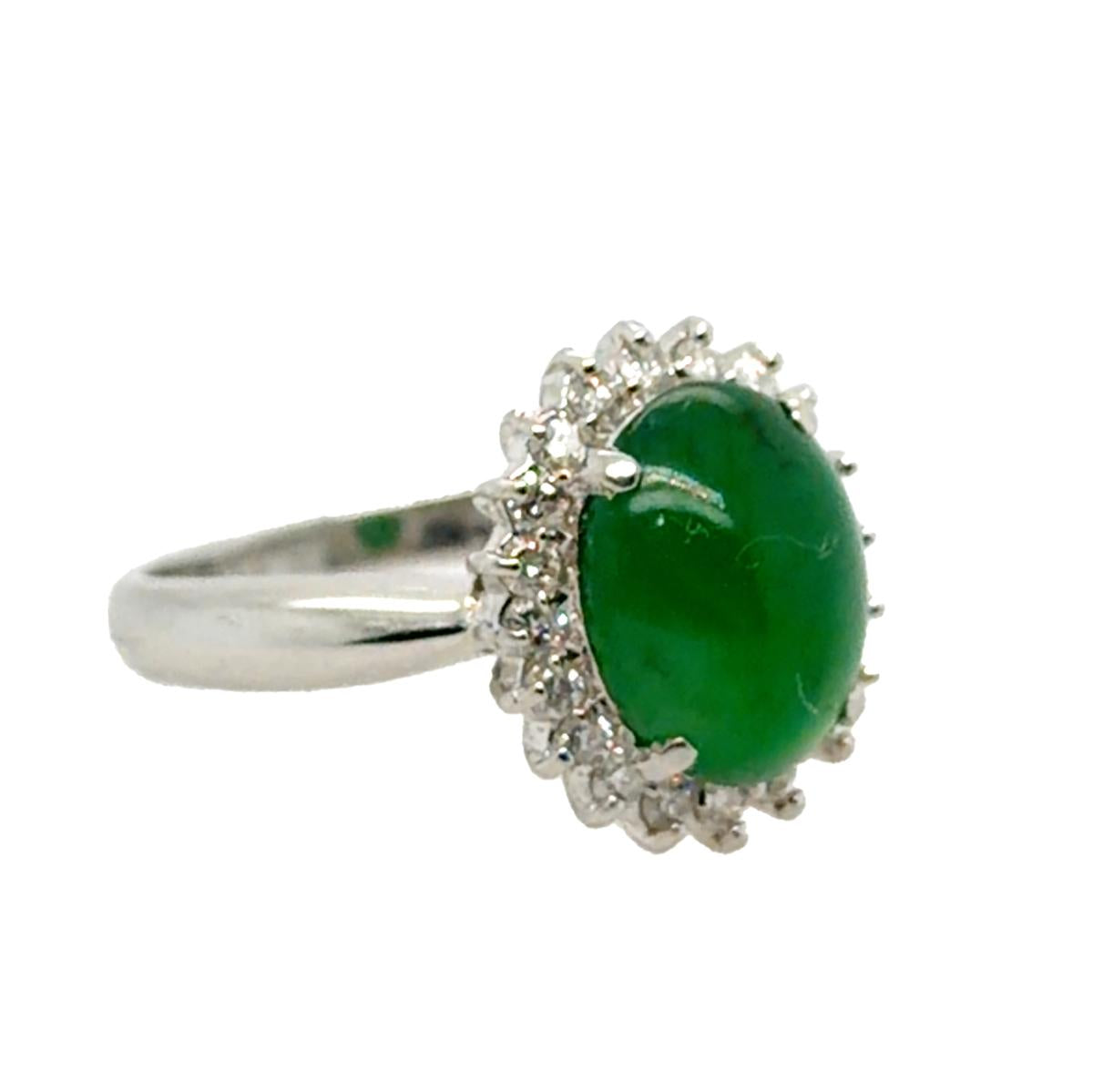 Platinum Ring with 3.44ct GIA Imperial Jade