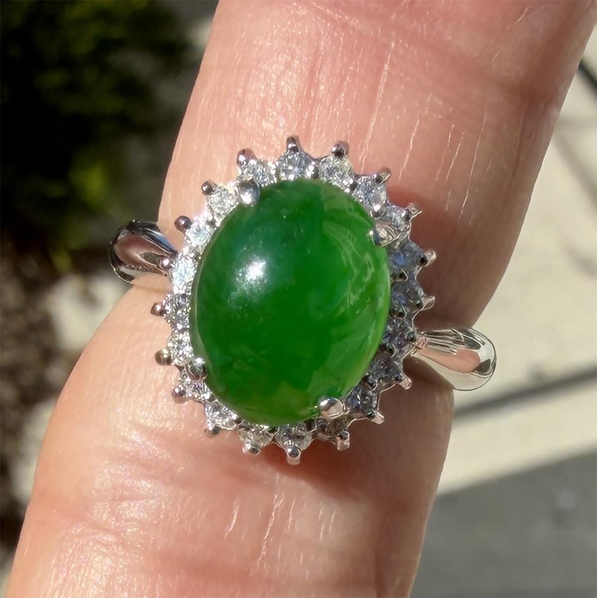 Platinum Ring with 3.44ct GIA Imperial Jade