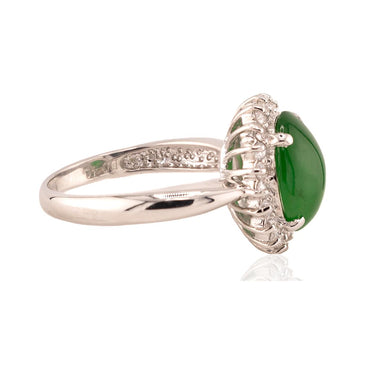 Platinum Ring with 3.44ct GIA Imperial Jade