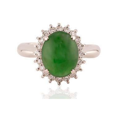 Platinum Ring with 3.44ct GIA Imperial Jade