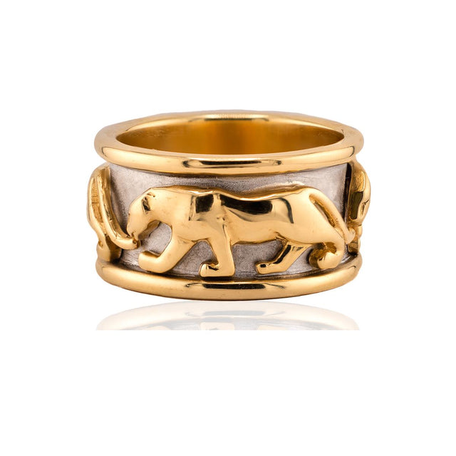 14k Yellow & White Gold Panther Band Ring