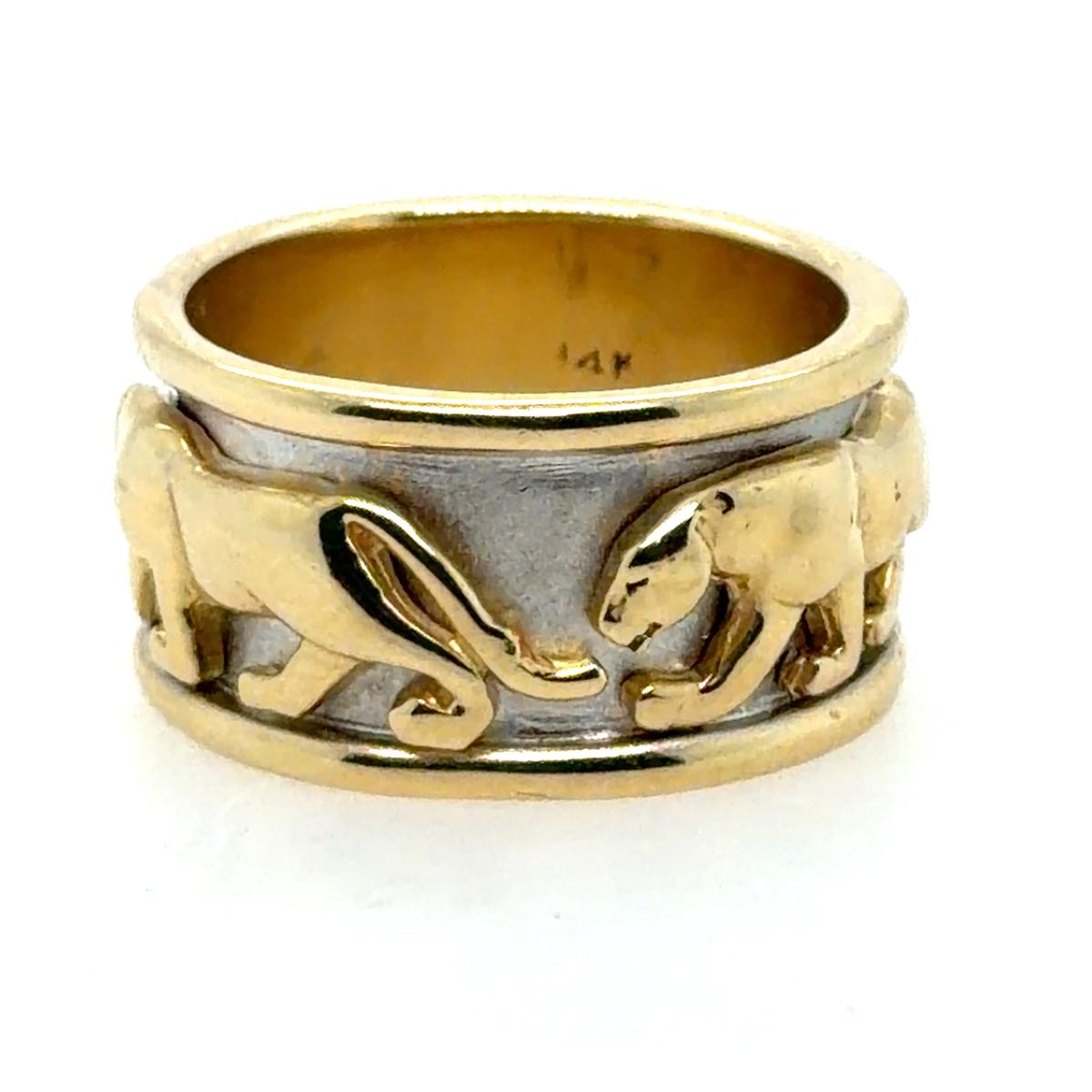 14k Yellow & White Gold Panther Band Ring