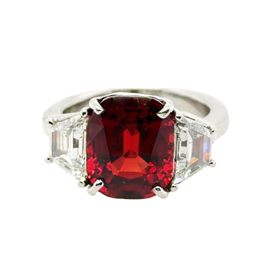 Platinum 5.04 Carat Vivid Red Burmese Spinel Ring