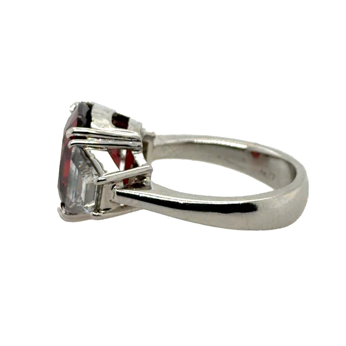Platinum 5.04 Carat Vivid Red Burmese Spinel Ring