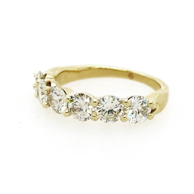 14k Yellow Gold Band Ring with 2.0ct Round White Diamonds