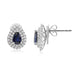 Pear-Cut Sapphire & Diamond Earrings in 18k White Gold