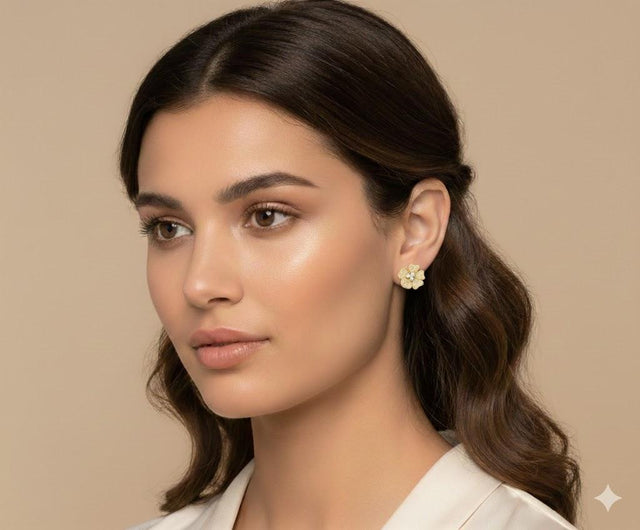 14k Yellow Gold Earrings with 0.75 Carat Round White Diamonds