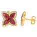 Marquise-Cut Ruby & Diamond Earrings in 14k Yellow Gold
