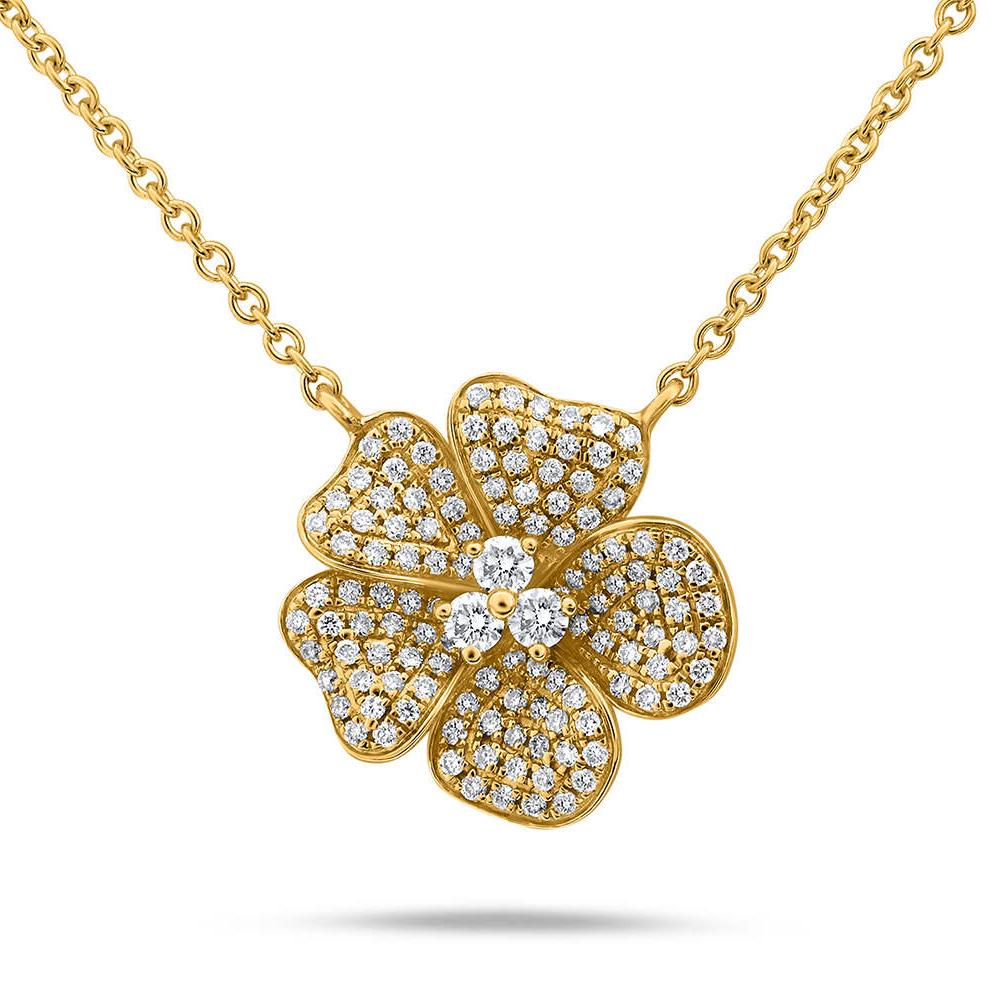 14k Yellow Gold Floral Diamond Necklace
