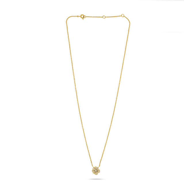 14k Yellow Gold Floral Diamond Necklace