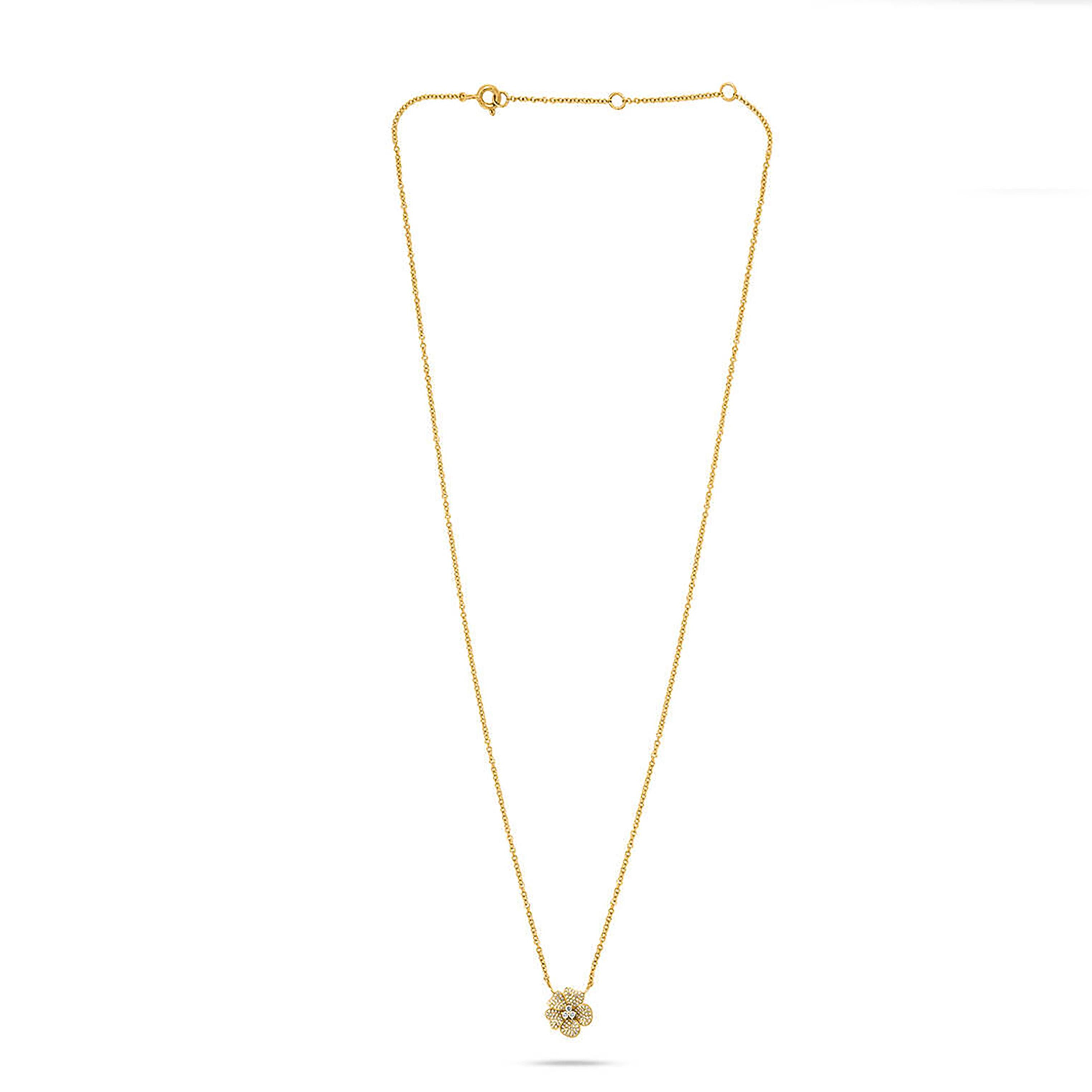 14k Yellow Gold Floral Diamond Necklace