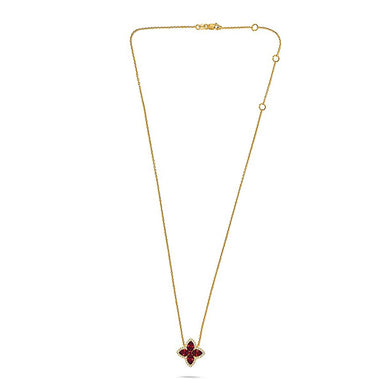 14k Gold Necklace with Marquise Ruby & Diamond Accents