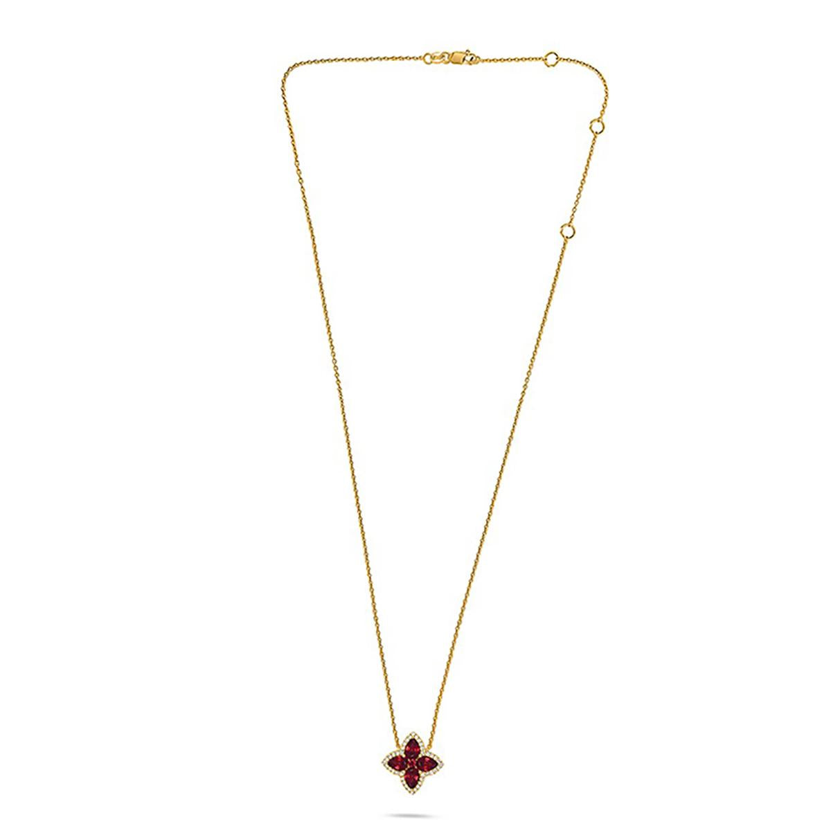 14k Gold Necklace with Marquise Ruby & Diamond Accents