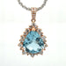 14k Rose Gold Necklace with Pear-Cut Aquamarine and Diamonds