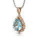 14k Rose Gold Necklace with Pear-Cut Aquamarine and Diamonds