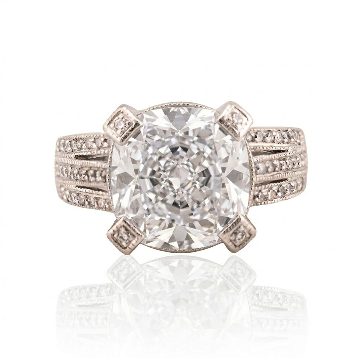 5.85 Carat GIA L I1 Round Diamond Platinum Ring S