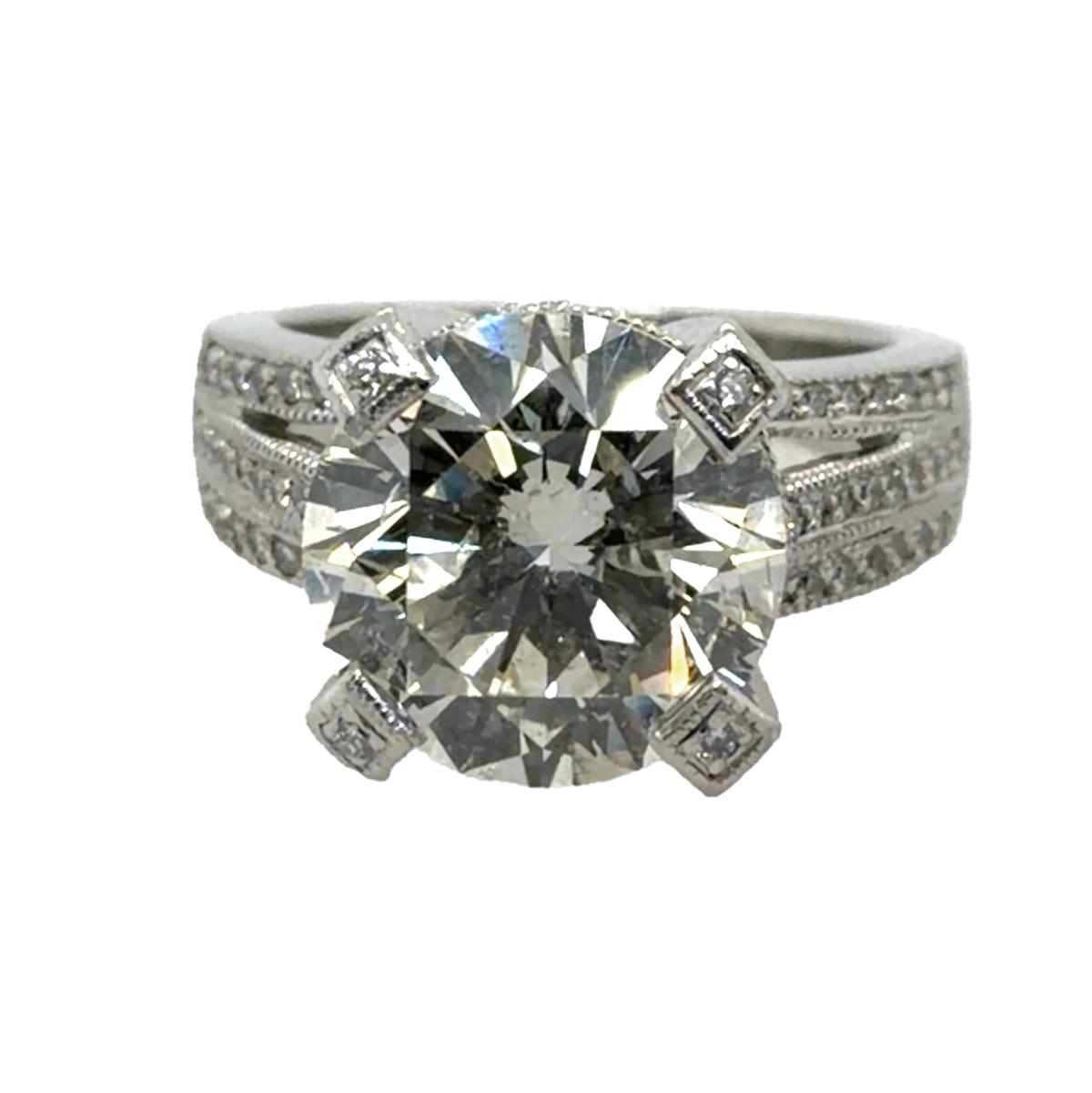5.85 Carat GIA L I1 Round Diamond Platinum Ring S