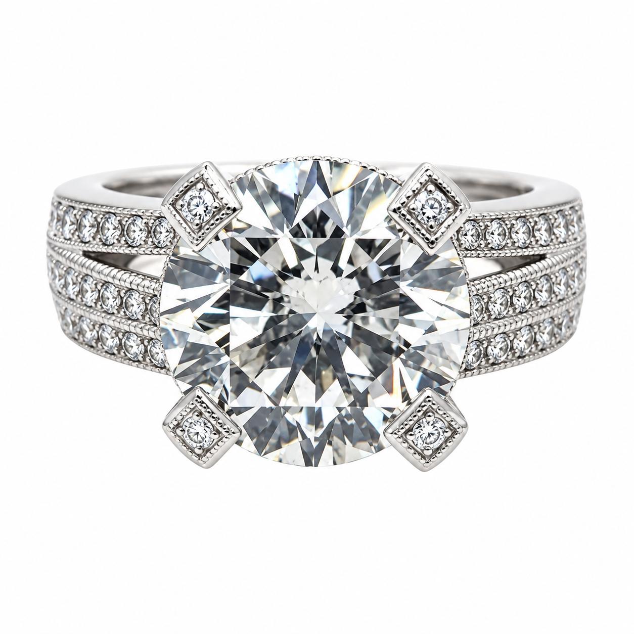 5.85 Carat GIA L I1 Round Diamond Platinum Ring S