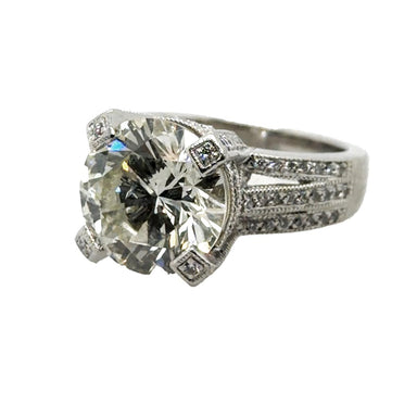 5.85 Carat GIA L I1 Round Diamond Platinum Ring S