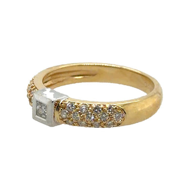 14k Yellow Gold Ring with Princess-Cut Diamond and Accents