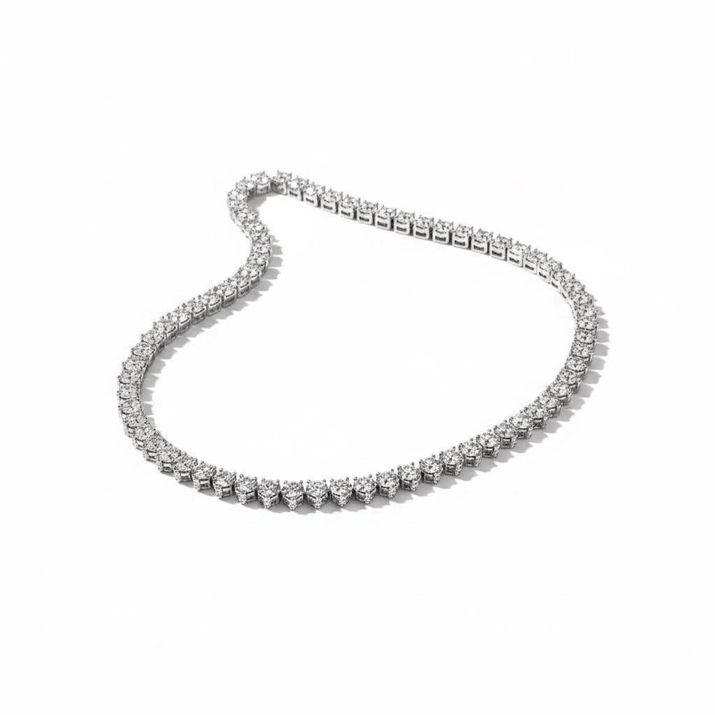 18k White Gold Natural Diamond Necklace