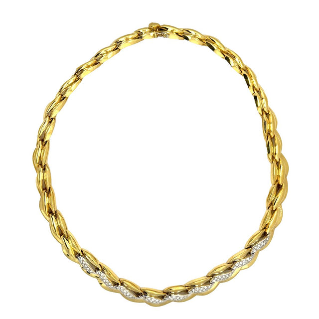 18k Yellow Gold Pave Diamond Necklace