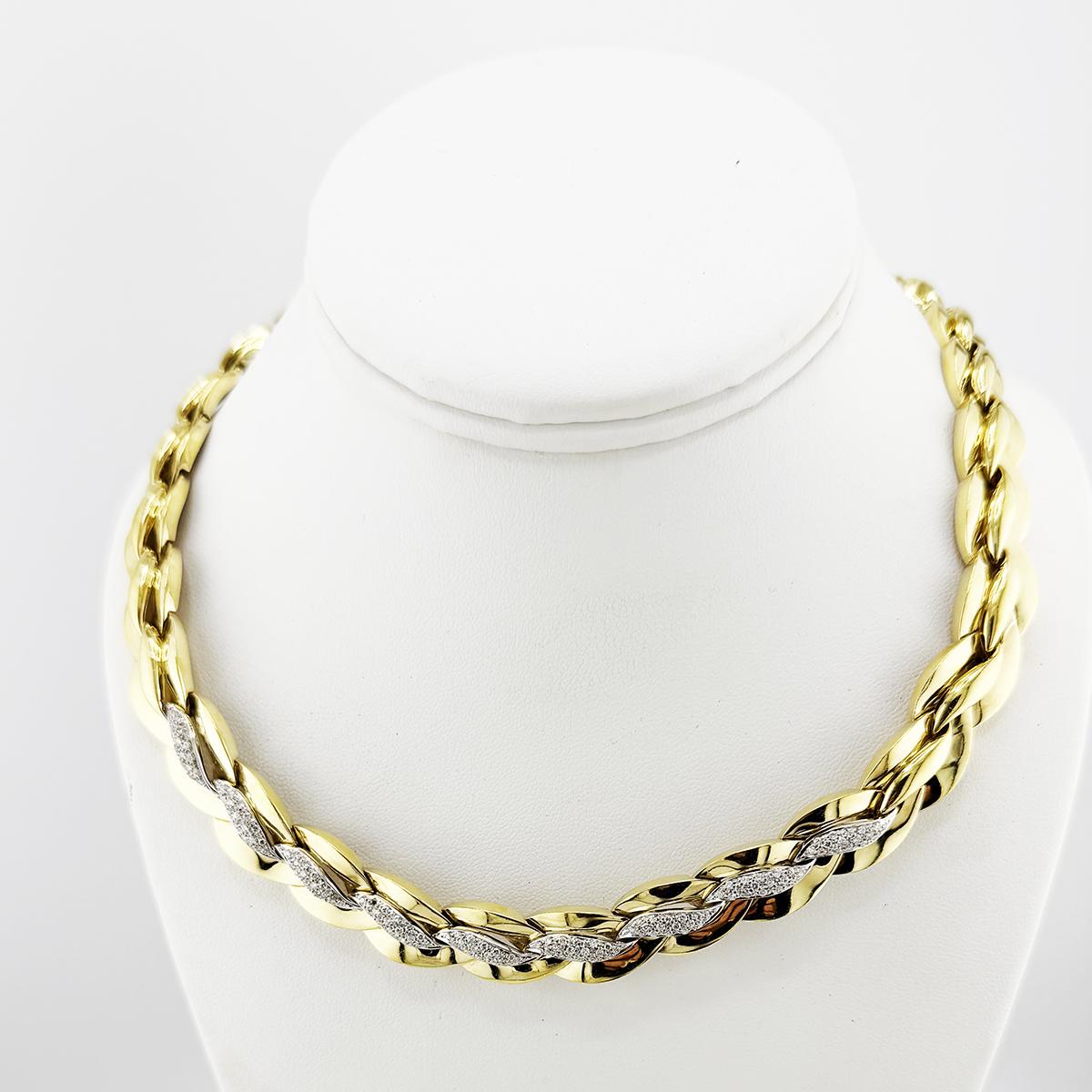 18k Yellow Gold Pave Diamond Necklace