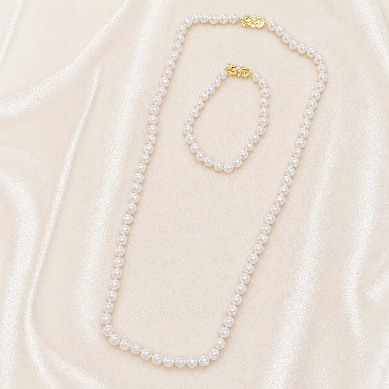 Mikimoto Akoya Pearl Necklace & Bracelet