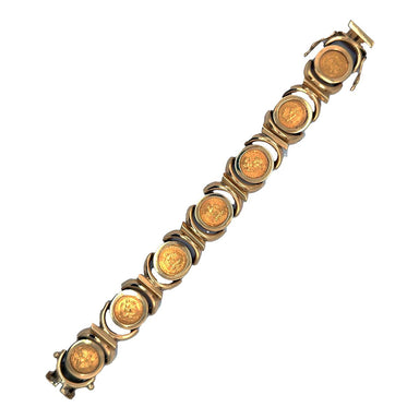 18k Bracelet with Mexican 24k Dos Peso Coins