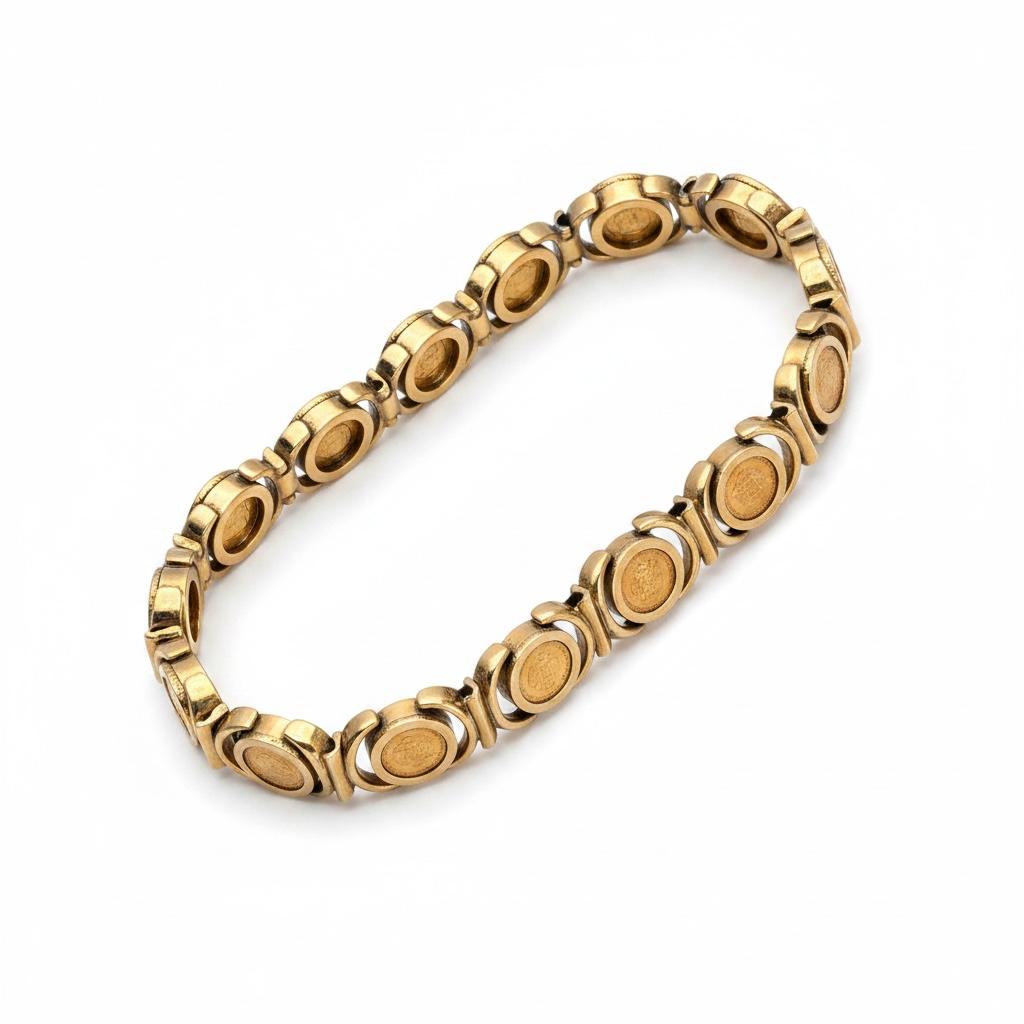 18k Bracelet with Mexican 24k Dos Peso Coins