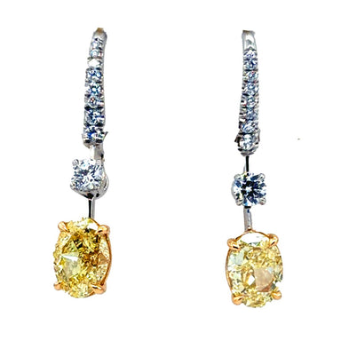Platinum & 18k Fancy Yellow Diamond Earrings