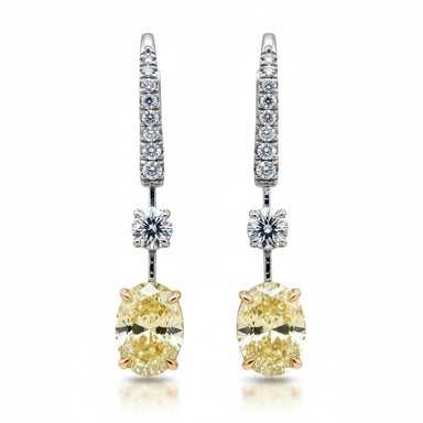 Platinum & 18k Fancy Yellow Diamond Earrings