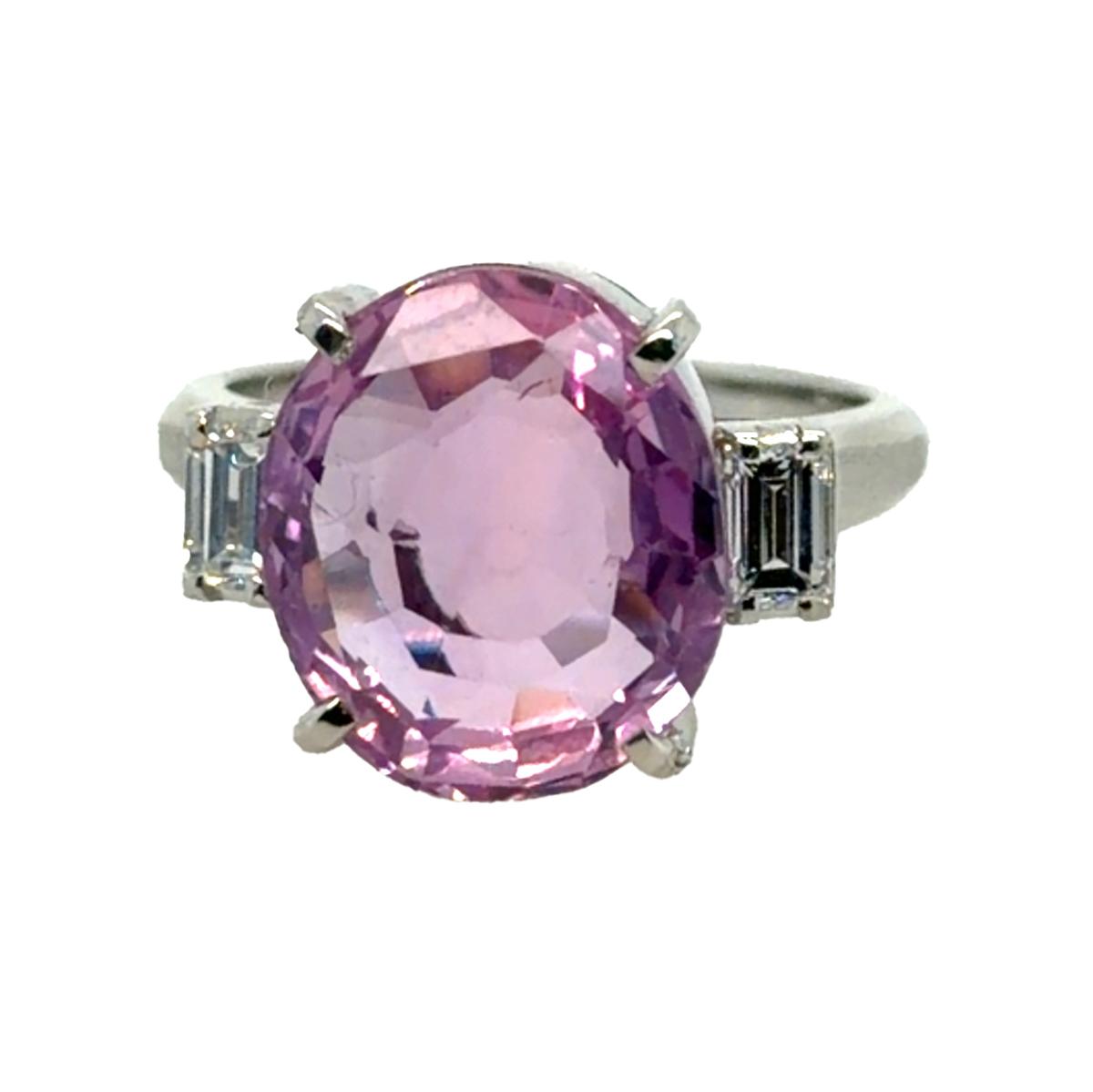 Platinum 7.23 Carat Pink Sapphire Ring