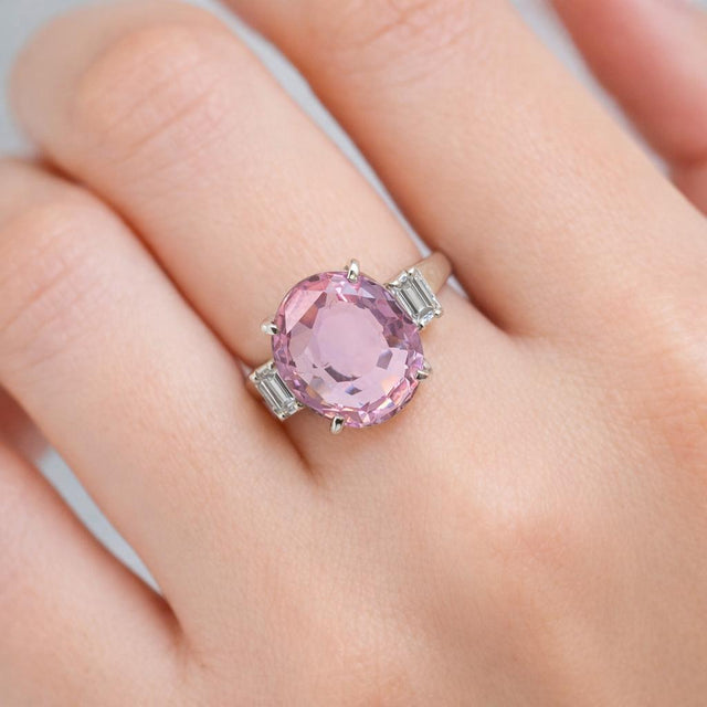 Platinum 7.23 Carat Pink Sapphire Ring