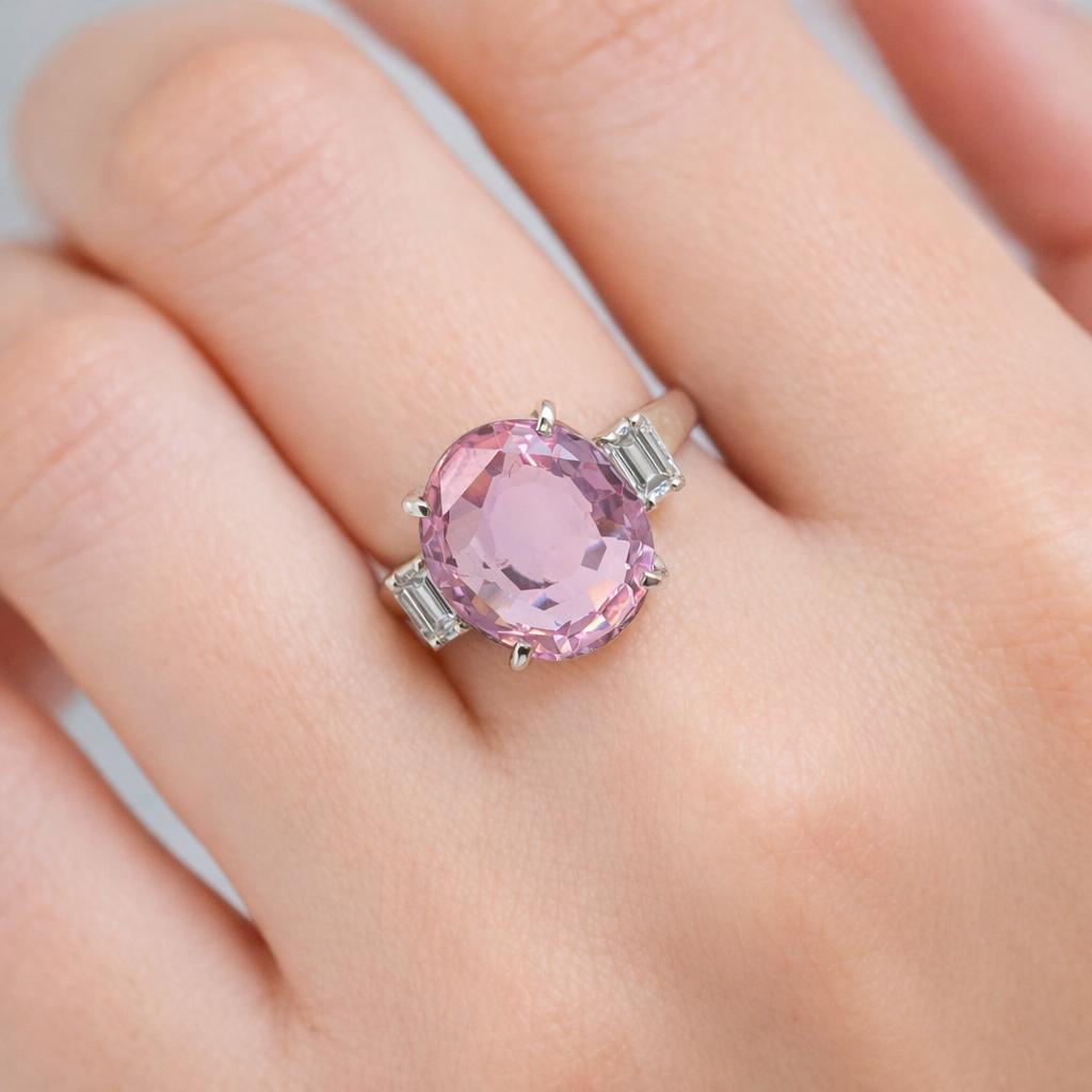 Platinum 7.23 Carat Pink Sapphire Ring