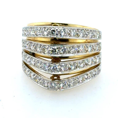 18k Gold Dome Ring with 1.54 Carat Diamonds