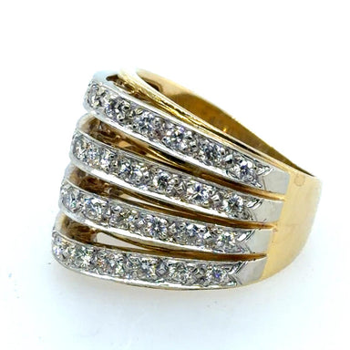 18k Gold Dome Ring with 1.54 Carat Diamonds