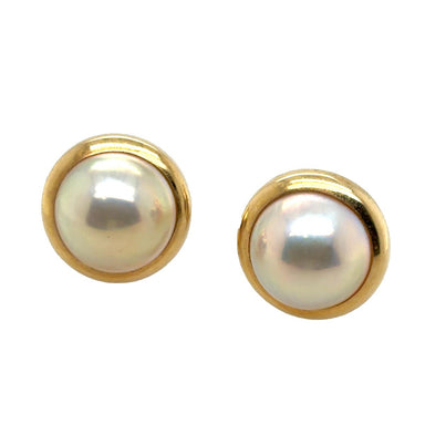 14K Yellow Gold Mabe Peal Earrings