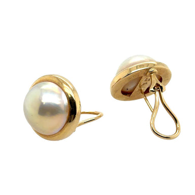 14K Yellow Gold Mabe Peal Earrings