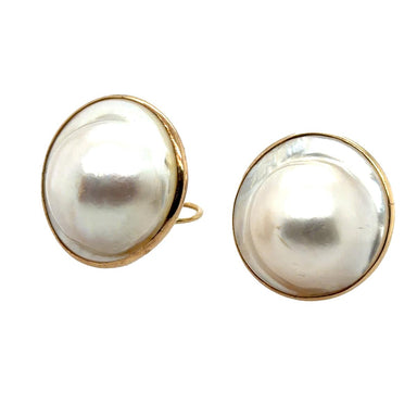 14k Yellow Gold Mabe Pearl Earrings