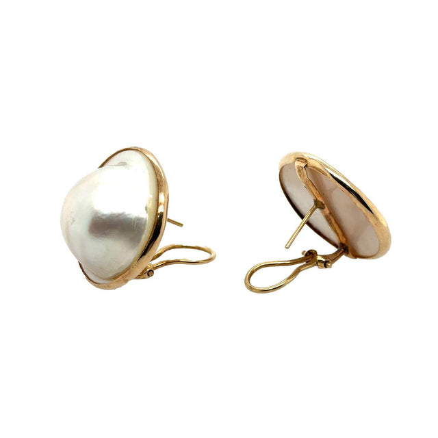 14k Yellow Gold Mabe Pearl Earrings