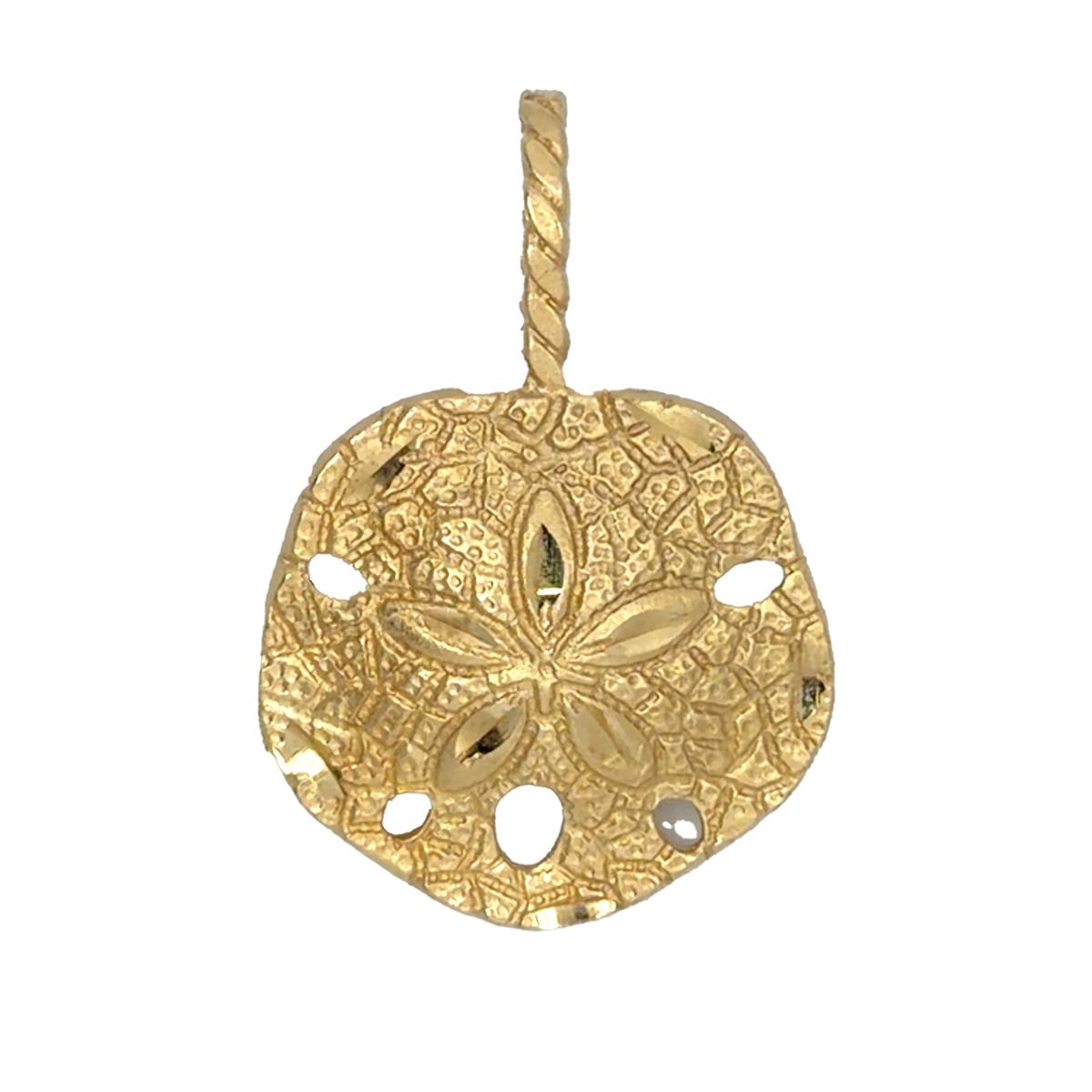 14K Yellow Gold Sand Dollar Pendant with Intricate Detailing 3.27g
