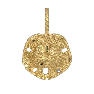 14K Yellow Gold Sand Dollar Pendant with Intricate Detailing 3.27g