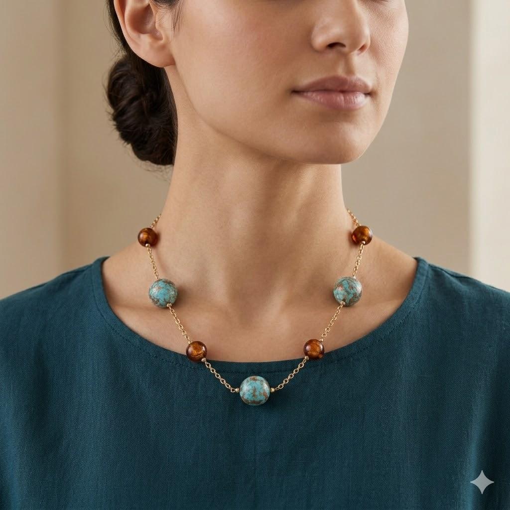 14k Glass Bead Necklace