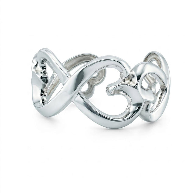 Tiffany & Co. Paloma Picasso Sterling Silver Loving Hearts Bangle Cuff Bracelet