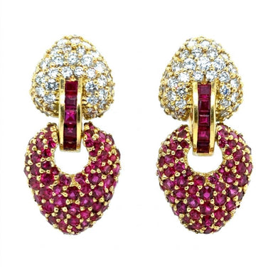 18k Signed & Numbered Ruby & Diamond Earrings